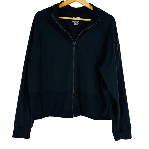 Torrid Womens Super Soft Black Performance Jersey Knit Funnel Neck Zip Jacket 1X - Picture 4 of 8